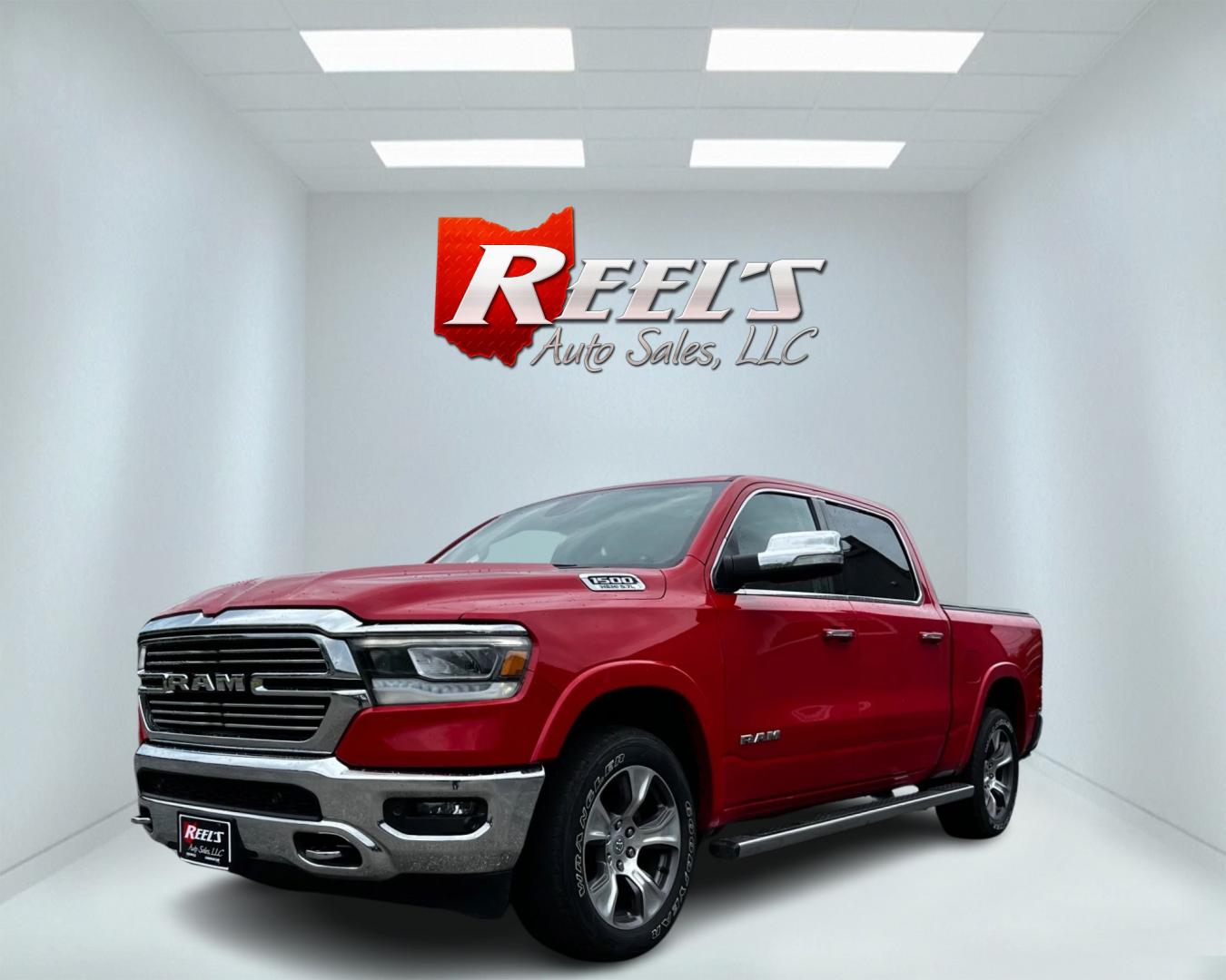 2020 Red /Black RAM 1500 Laramie Crew Cab SWB 4WD (1C6SRFJT0LN) with an 5.7L V8 OHV 16V engine, 8A transmission, located at 11115 Chardon Rd. , Chardon, OH, 44024, (440) 214-9705, 41.580246, -81.241943 - This 2020 Ram 1500 Laramie Crew Cab 4WD is equipped with a powerful 5.7 HEMI eTorque engine and an 8-speed automatic transmission, featuring 3.21 gearing and an impressive 8,120-pound towing capacity. Its exterior lighting is fully LED with auto high beams, ensuring excellent visibility. The truck i - Photo#0