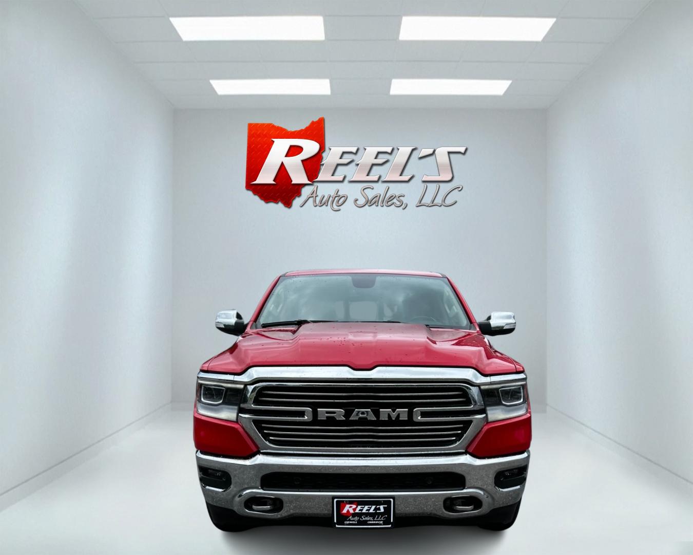 2020 Red /Black RAM 1500 Laramie Crew Cab SWB 4WD (1C6SRFJT0LN) with an 5.7L V8 OHV 16V engine, 8A transmission, located at 11115 Chardon Rd. , Chardon, OH, 44024, (440) 214-9705, 41.580246, -81.241943 - This 2020 Ram 1500 Laramie Crew Cab 4WD is equipped with a powerful 5.7 HEMI eTorque engine and an 8-speed automatic transmission, featuring 3.21 gearing and an impressive 8,120-pound towing capacity. Its exterior lighting is fully LED with auto high beams, ensuring excellent visibility. The truck i - Photo#1