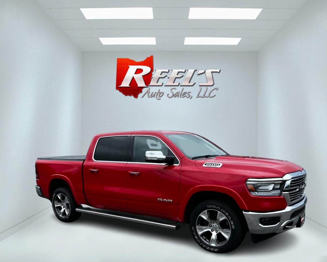 2020 Red /Black RAM 1500 Laramie Crew Cab SWB 4WD (1C6SRFJT0LN) with an 5.7L V8 OHV 16V engine, 8A transmission, located at 11115 Chardon Rd. , Chardon, OH, 44024, (440) 214-9705, 41.580246, -81.241943 - This 2020 Ram 1500 Laramie Crew Cab 4WD is equipped with a powerful 5.7 HEMI eTorque engine and an 8-speed automatic transmission, featuring 3.21 gearing and an impressive 8,120-pound towing capacity. Its exterior lighting is fully LED with auto high beams, ensuring excellent visibility. The truck i - Photo#3