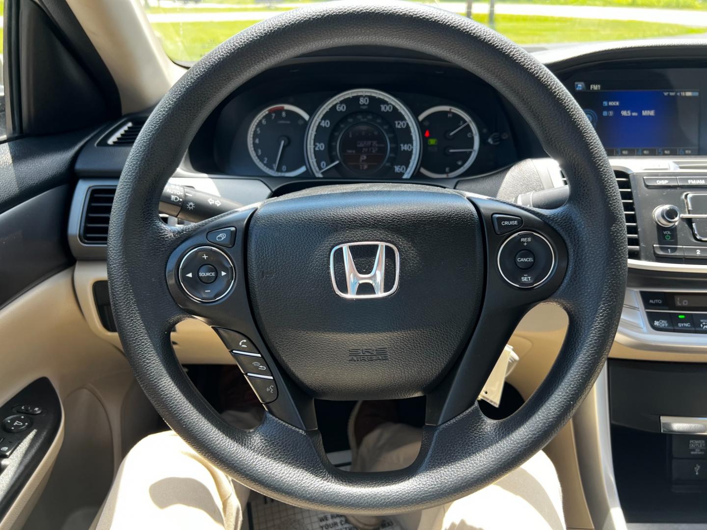 2013 Gold /Tan Honda Accord LX Sedan CVT (1HGCR2F33DA) with an 2.4L I4 DOHC 16V engine, Continuously Variable Transmission transmission, located at 11115 Chardon Rd. , Chardon, OH, 44024, (440) 214-9705, 41.580246, -81.241943 - This 2013 Honda Accord LX is a reliable midsize sedan equipped with a 2.4-liter Earthdreams I4 engine and a CVT transmission, achieving 35 MPG on the highway and currently having 65K miles. Key features include daytime running lights, dusk-sensing headlights, a backup camera, and dual-zone automatic - Photo#25