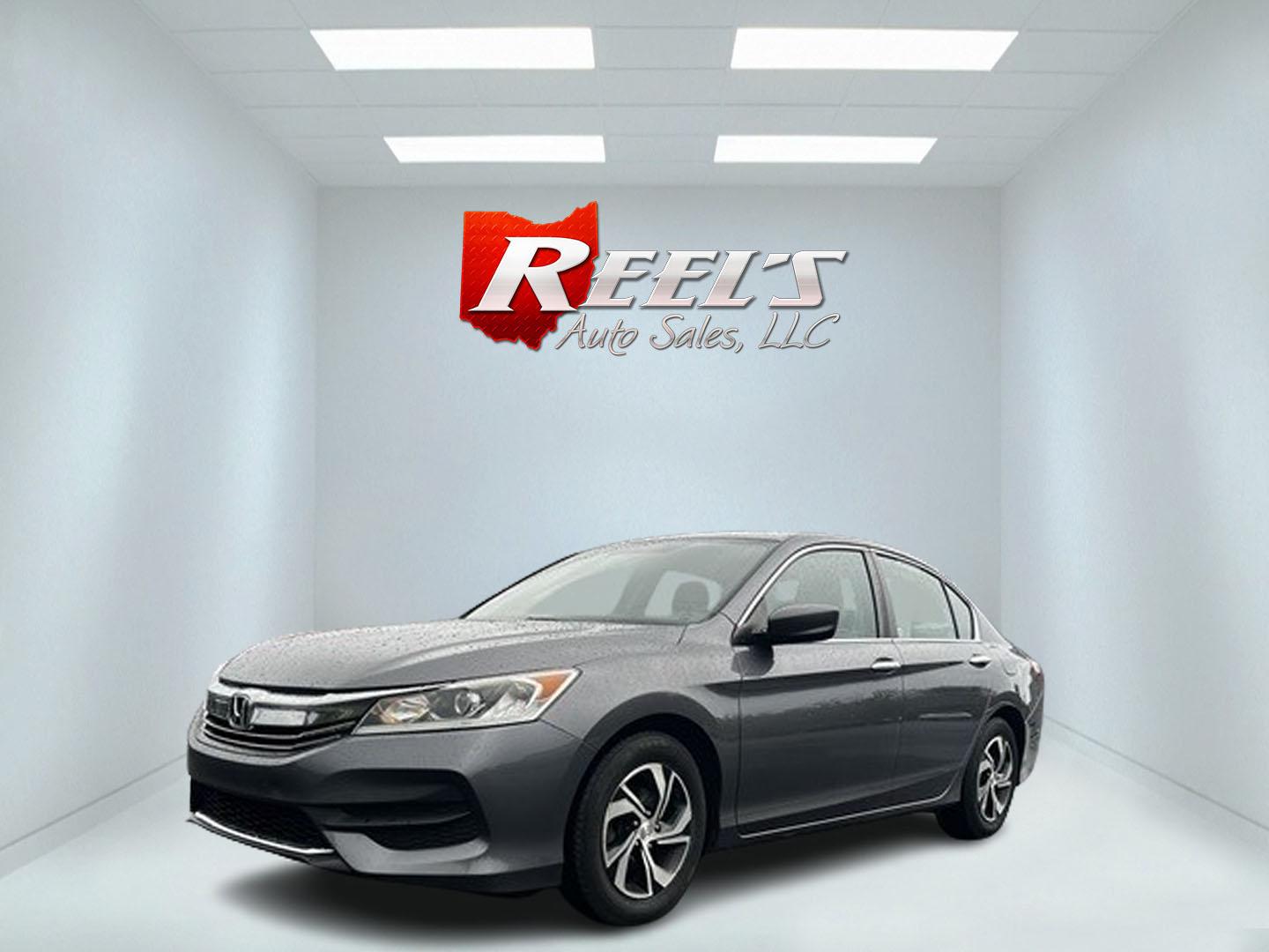 2016 Gray /Gray Honda Accord LX Sedan CVT (1HGCR2F34GA) with an 2.4L I4 DOHC 16V engine, Automatic transmission, located at 547 E. Main St., Orwell, OH, 44076, (440) 437-5893, 41.535435, -80.847855 - This 2016 Honda Accord LX is a well-equipped midsize sedan featuring a fuel-efficient 2.4-liter inline-four Earthdreams engine with VTEC technology, paired with a Continuously Variable Transmission (CVT). This combination delivers impressive fuel economy, achieving 30 MPG combined and 36 MPG on the - Photo#0