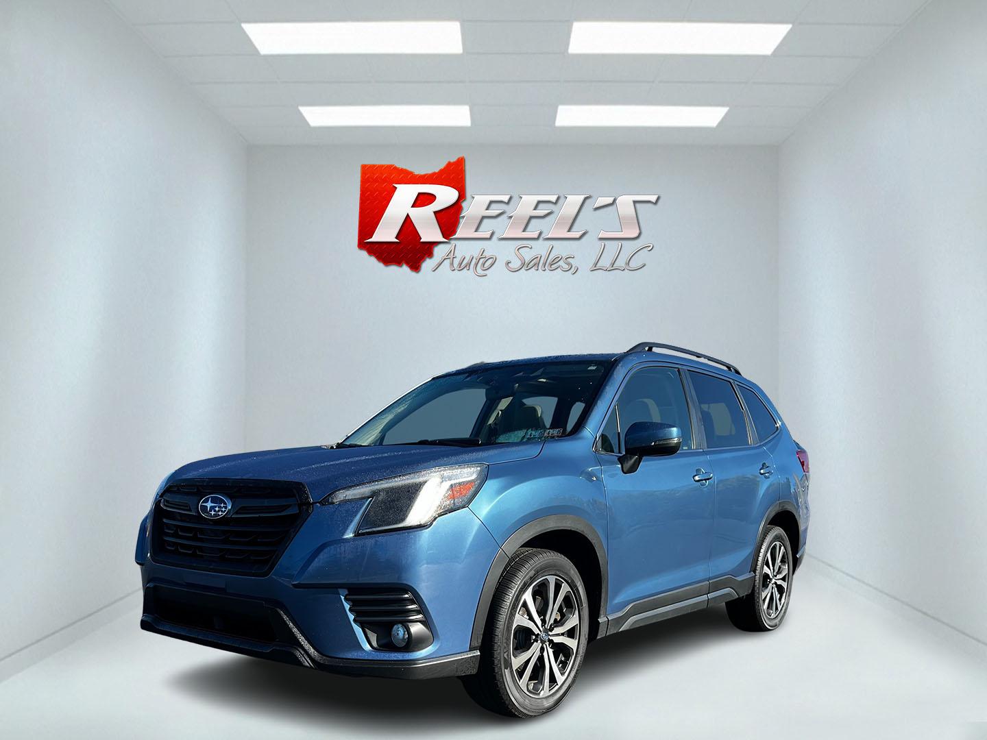 2022 Blue /Gray Subaru Forester Limited (JF2SKAPC3NH) with an 2.5L H4 SOHC 16V engine, Automatic transmission, located at 11115 Chardon Rd. , Chardon, OH, 44024, (440) 214-9705, 41.580246, -81.241943 - This One Owner 2022 Subaru Forester Limited is a versatile and well-equipped SUV designed for performance and comfort. Powered by a 2.5-liter Boxer engine, this model features X Mode for enhanced off-road capability. It boasts a highway fuel efficiency of 33 MPG, making it an economical choice for l - Photo#0