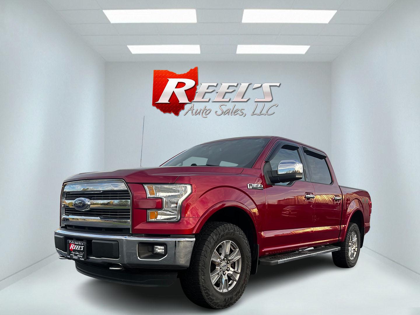 2016 Red /Black Ford F-150 Lariat SuperCrew 5.5-ft. Bed 4WD (1FTEW1EF0GF) with an 5.0L V8 engine, 6A transmission, located at 11115 Chardon Rd. , Chardon, OH, 44024, (440) 214-9705, 41.580246, -81.241943 - This 2016 Ford F-150 Lariat Crew Cab is a robust and versatile pickup equipped with the powerful 5.0 Coyote V8 engine paired with a 6-speed automatic transmission, generating 385 horsepower and 387 lb-ft of torque. Noteworthy for its comfortable leather interior, it features dual-zone automatic clim - Photo#0