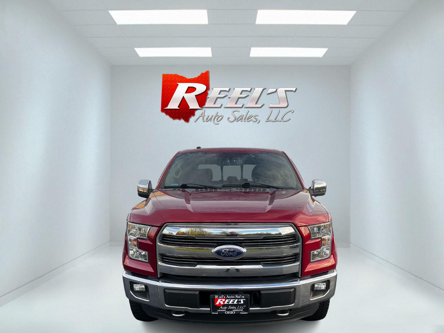 2016 Red /Black Ford F-150 Lariat SuperCrew 5.5-ft. Bed 4WD (1FTEW1EF0GF) with an 5.0L V8 engine, 6A transmission, located at 11115 Chardon Rd. , Chardon, OH, 44024, (440) 214-9705, 41.580246, -81.241943 - This 2016 Ford F-150 Lariat Crew Cab is a robust and versatile pickup equipped with the powerful 5.0 Coyote V8 engine paired with a 6-speed automatic transmission, generating 385 horsepower and 387 lb-ft of torque. Noteworthy for its comfortable leather interior, it features dual-zone automatic clim - Photo#1