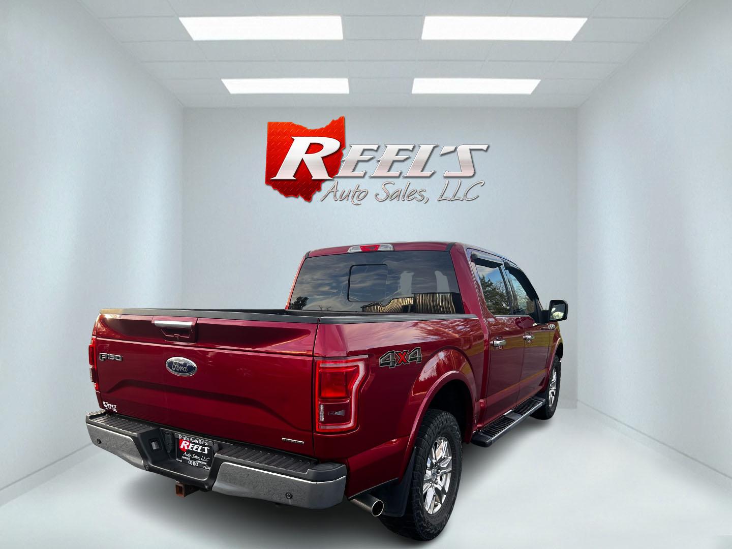 2016 Red /Black Ford F-150 Lariat SuperCrew 5.5-ft. Bed 4WD (1FTEW1EF0GF) with an 5.0L V8 engine, 6A transmission, located at 11115 Chardon Rd. , Chardon, OH, 44024, (440) 214-9705, 41.580246, -81.241943 - This 2016 Ford F-150 Lariat Crew Cab is a robust and versatile pickup equipped with the powerful 5.0 Coyote V8 engine paired with a 6-speed automatic transmission, generating 385 horsepower and 387 lb-ft of torque. Noteworthy for its comfortable leather interior, it features dual-zone automatic clim - Photo#5