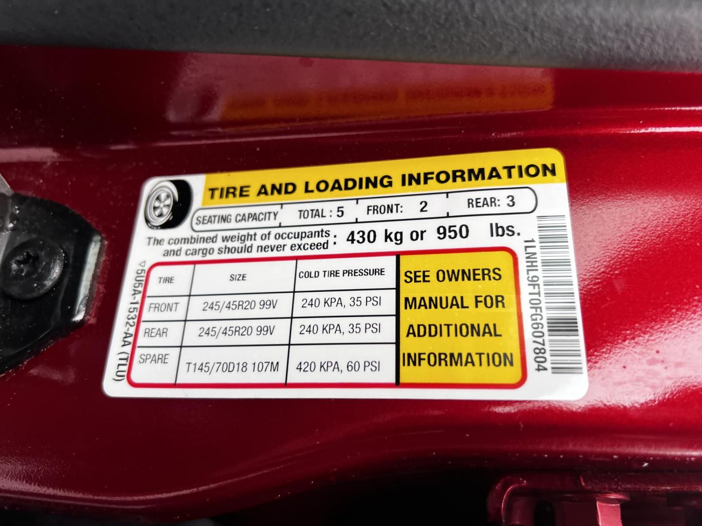 2015 Red /Black Lincoln MKS EcoBoost AWD (1LNHL9FT0FG) with an 3.5L V6 DOHC 24V engine, 6A transmission, located at 11115 Chardon Rd. , Chardon, OH, 44024, (440) 214-9705, 41.580246, -81.241943 - Photo#27