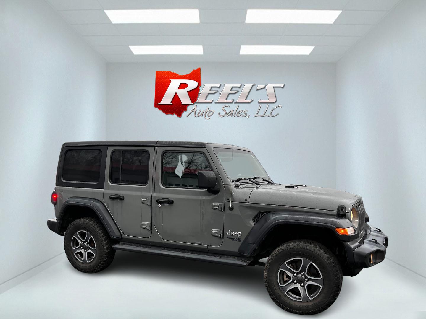 2019 Gray /Black Jeep Wrangler Unlimited Sport S (1C4HJXDG2KW) with an 3.6L V6 DOHC 24V engine, 8-Speed Automatic transmission, located at 547 E. Main St., Orwell, OH, 44076, (440) 437-5893, 41.535435, -80.847855 - This 2019 Jeep Wrangler Unlimited Sport S is a versatile SUV offering a 3.6-liter V6 engine paired with an 8-speed automatic transmission, providing a blend of power and smooth handling suitable for a variety of terrains. It comes equipped with features like heated front seats and remote start for a - Photo#3