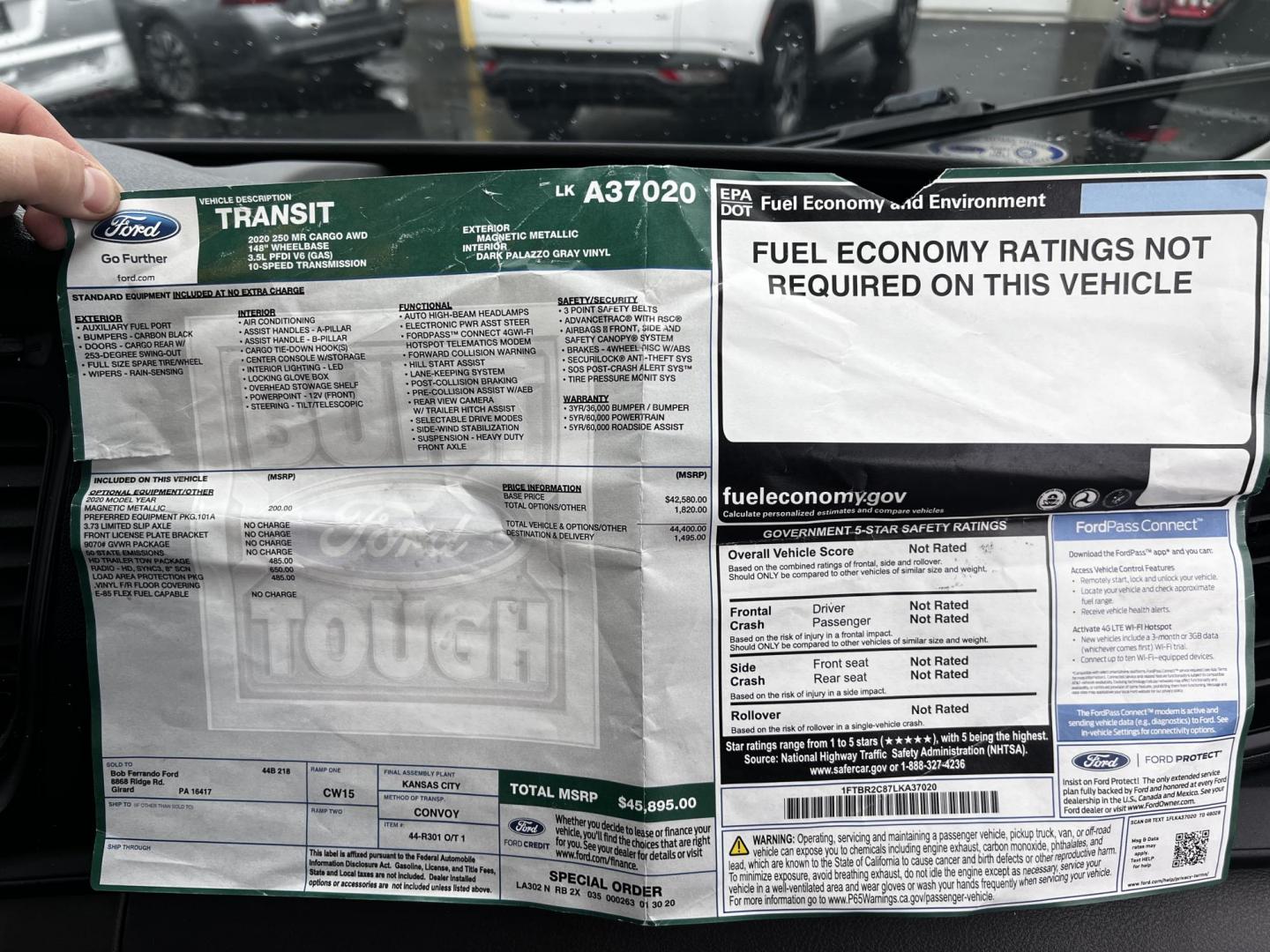 2020 Gray /Black Ford Transit 250 Van Med. Roof w/Sliding Pass. 148-in. WB (1FTBR2C87LK) with an 3.5L V6 DOHC 24V FFV engine, 10 Speed Auto transmission, located at 11115 Chardon Rd. , Chardon, OH, 44024, (440) 214-9705, 41.580246, -81.241943 - This One Owner 2020 Ford Transit T250 AWD is a versatile and capable van, featuring a 3.5-liter V6 engine coupled with a 10-speed automatic transmission, which ensures smooth and efficient performance. It's equipped with modern safety and convenience features, including daytime running lights, dusk- - Photo#31